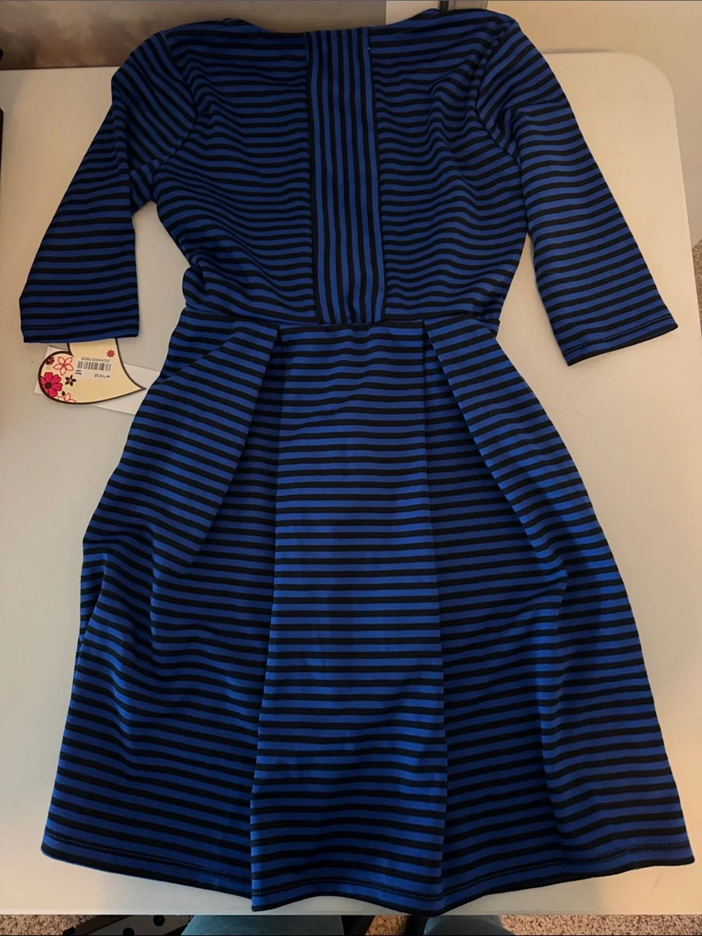 Speechless Blue and Black Striped Tie-Waist Dress